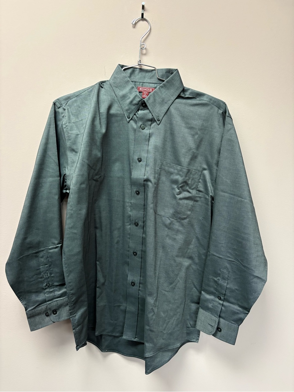 Red House Men's Long-Sleeve Button-Down Dress Shirt — Teal Green